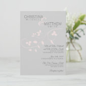 Custom Elegante Blush Pink Gray Blätter Hochzeit Einladung (Stehend Vorderseite)