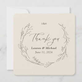 Custom Elegante Botanische Kranzverheiratung Viele Dankeskarte