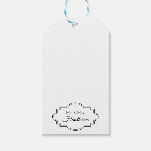 Custom elegante Couple Mr. / Mrs. Wedding Initials Geschenkanhänger (Vorderseite)