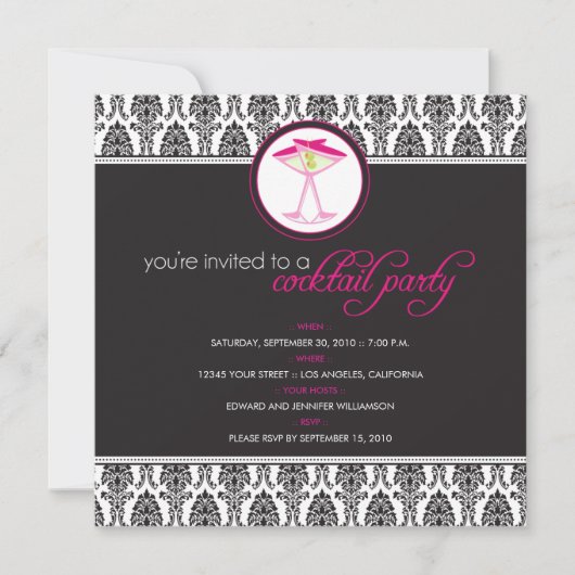 :custom: Elegante Damask Party Einladung (Vorderseite)