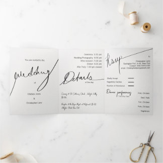 Custom Elegante Dreifach-Hochzeitseinladung Dreifach Gefaltete Einladung