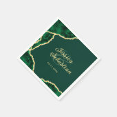 Custom Elegante Emerald Green & Gold Agate Wedding Serviette (Ecke)
