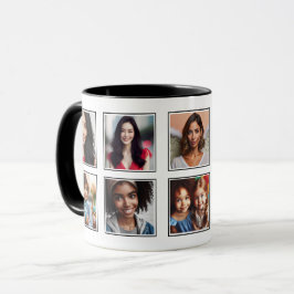Custom Elegante Family Friends Foto Collage Black Tasse