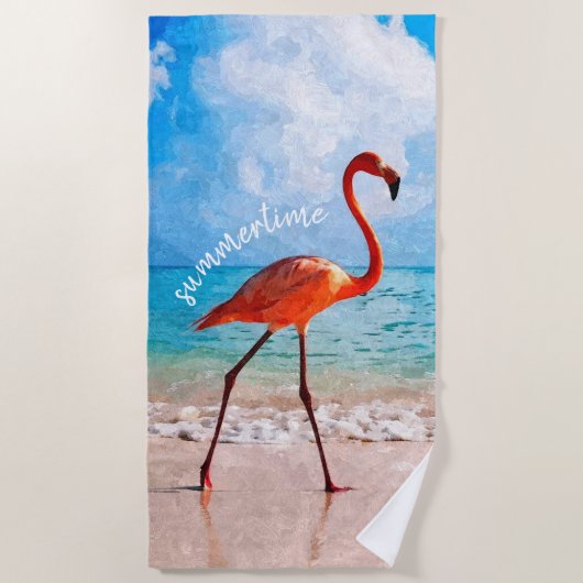Custom Elegante Flamingo Highlights Strandtuch (Vorderseite)