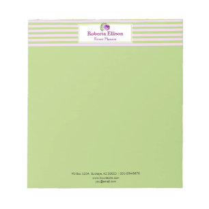 Custom Elegante florale Rose Pastellstreifen Notizblock