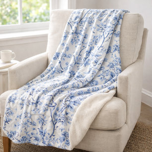Custom Elegante French Vintag Blue Floral Geschenk Sherpadecke