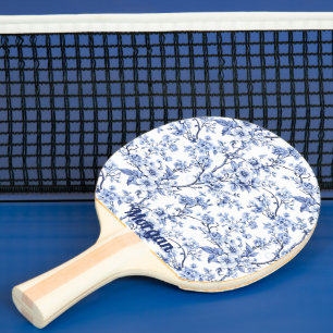 Custom Elegante French Vintag Blue Floral Geschenk Tischtennis Schläger
