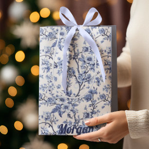 Custom Elegante French Vintag Blue Floral Mittlere Geschenktüte