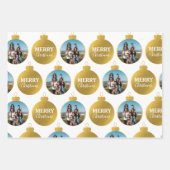 Custom Elegante Gold Foto Ornamente Weihnachten Geschenkpapier Set (Vorderseite 2)