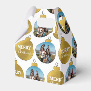 Custom Elegante Gold Foto Ornamente Weihnachten Geschenkschachtel