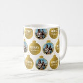 Custom Elegante Gold Foto Ornamente Weihnachten Kaffeetasse (VorderseiteRechts)