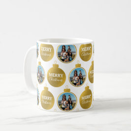 Custom Elegante Gold Foto Ornamente Weihnachten Kaffeetasse