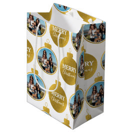 Custom Elegante Gold Foto Ornamente Weihnachten Mittlere Geschenktüte