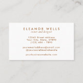 Custom Elegante Gold Marble Kreativ Beruflich Visitenkarte (Rückseite)