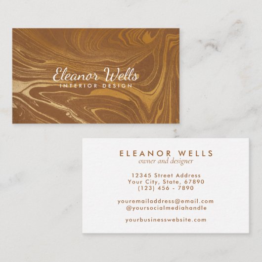 Custom Elegante Gold Marble Kreativ Beruflich Visitenkarte (Vorne/Hinten)