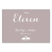 Custom Elegante Gray Wedding Tischnummern Swans (Rückseite)