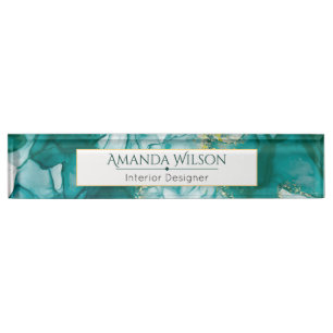 Custom Elegante Green Gold Tinte Namenschild Namensplakette