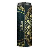 Custom Elegante Green Imitats Gold Mandala Thermosbecher (Rückseite)