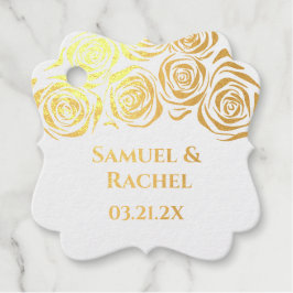 Custom Elegante Hand Drawn Gold Rose Hochzeit Geschenkanhänger