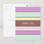 Custom Elegante helle Pastellstreifen Vielen Dank Postkarte (Vorne/Hinten)