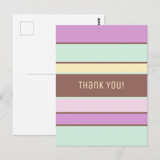 Custom Elegante helle Pastellstreifen Vielen Dank Postkarte (Vorne/Hinten)