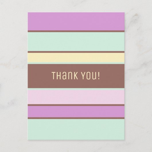 Custom Elegante helle Pastellstreifen Vielen Dank Postkarte (Vorderseite)