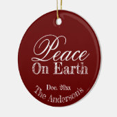 Custom Elegante Holiday Red Weltfrieden Keramik Ornament (Links)