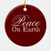 Custom Elegante Holiday Red Weltfrieden Keramik Ornament (Hinten)