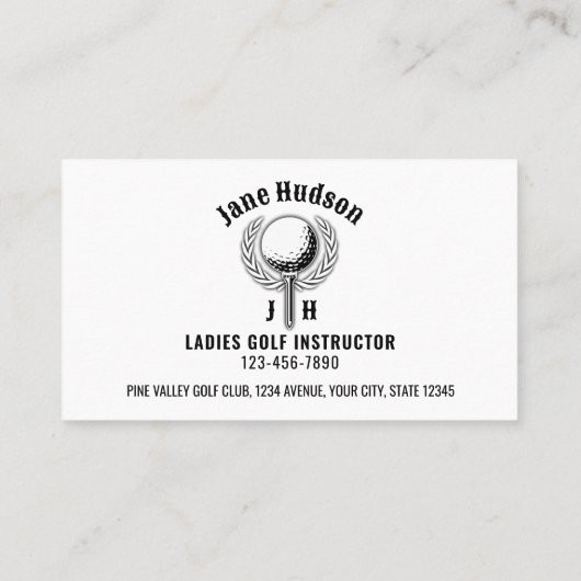 Custom Elegante Ladys Golf Monogram Design Visitenkarte (Rückseite)