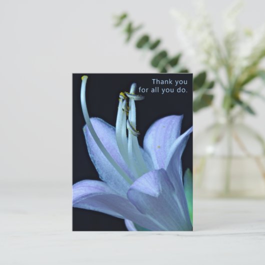 Custom Elegante Lavender Blume Danke Postcard Postkarte (Stehend Vorderseite)