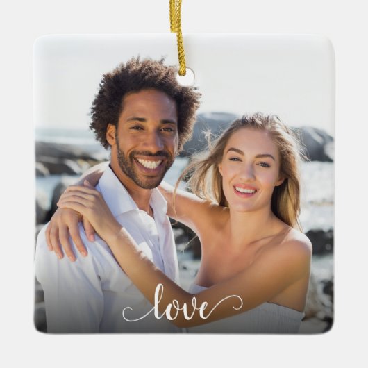 Custom Elegante Liebe 2 Seitenschrift Weihnachten Keramikornament (Vorderseite)