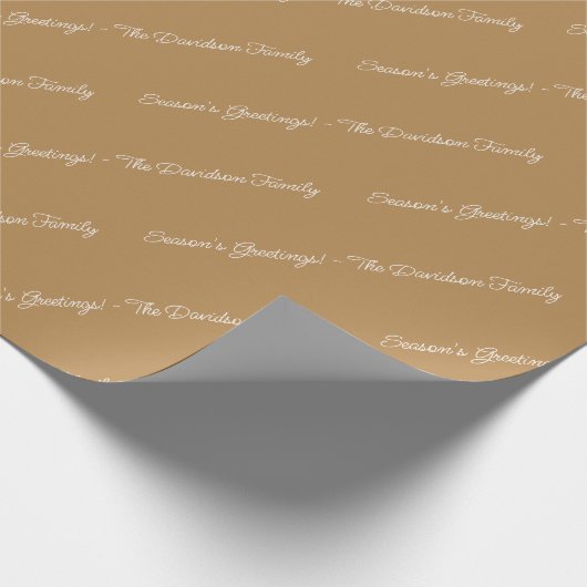 Custom Elegante Moderne Gold Script Muster Urlaub Geschenkpapier (Ecke)