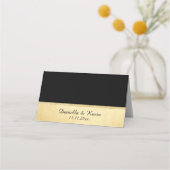 Custom Elegante Monogram Black Gold Wedding Platzkarte (Rückseite)