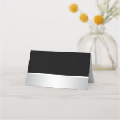 Custom Elegante Monogram Black Silver Heart Weddin Platzkarte (Rückseite)
