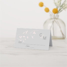 Custom Elegante Monogram Blush Pink Gray Wedding Platzkarte