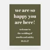 Custom Elegante Olive Green Earthy Wedding Willkom Acrylschild (Vorderseite)