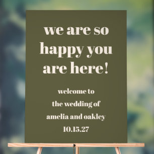 Custom Elegante Olive Green Earthy Wedding Willkom Acrylschild