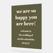 Custom Elegante Olive Green Earthy Wedding Willkom Acrylschild (Winkel)