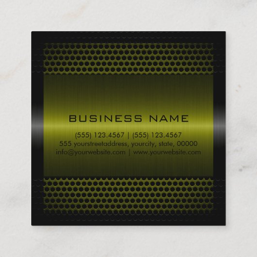 Custom Elegante Olive Stainless Metal Quadratische Visitenkarte (Rückseite)