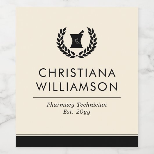 Custom Elegante Pharmacist Pharmacy Tech Abschluss Weinetikett (Einzelnes Label)