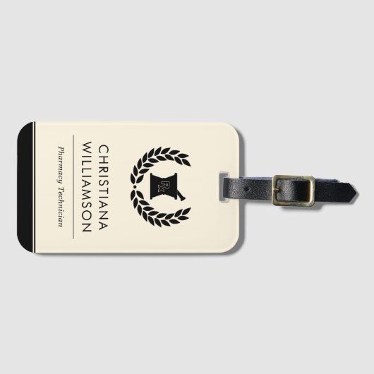 Custom Elegante Pharmacist Pharmacy Tech Staff Gif Gepäckanhänger (Vorderseite (Horizontal))