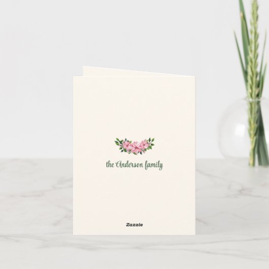 Custom Elegante Pink Poinsettia Weihnachtskarte Karte (Rückseite)