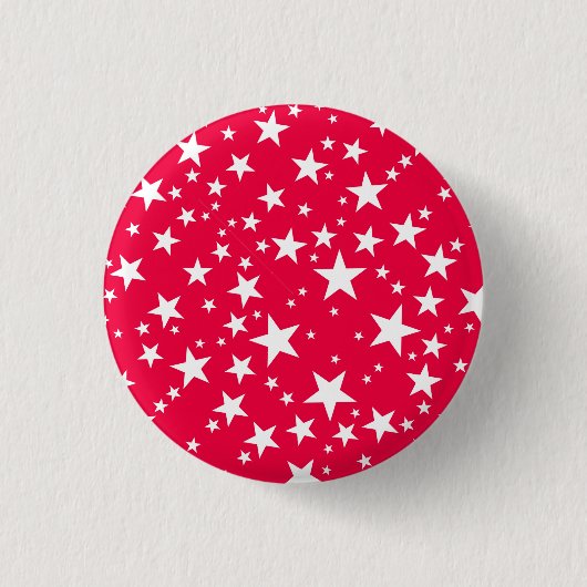 Custom Elegante Red White Stars Weihnachtsvorlage Button (Vorderseite)