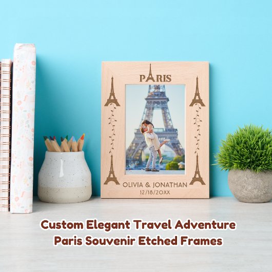 Custom Elegante Reisen Erlebnis Paris Souvenir Geätzte Rahmen