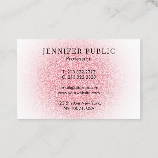 Custom Elegante Rose Gold Glitzer Look Monogram Visitenkarte (Rückseite)