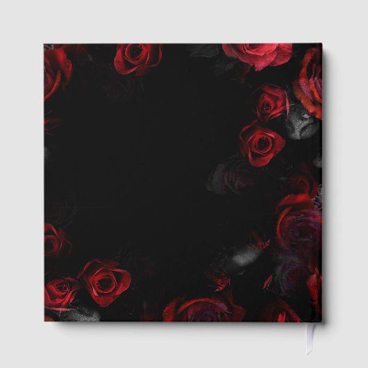 Custom Elegante Rot-Schwarz-Flora-Hochzeit Gästebuch (Rückseite)
