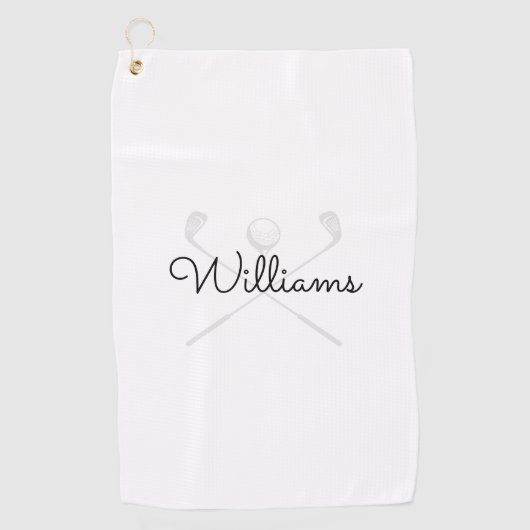 Custom Elegante Script Name Golf Clubs Golfhandtuch (Vorderseite)