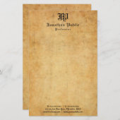 Custom Elegante Vintage Kalligrafie Alte Paper Loo Briefpapier (Vorne/Hinten)