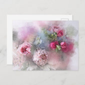 Custom Elegante Wasserfarben Kunst, Dichtung und M Einladungspostkarte (Vorne/Hinten)