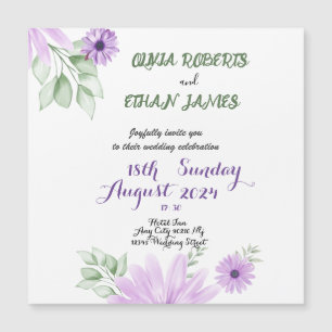 Custom Elegante Watercolor Violet Floral Wedding Magneteinladung